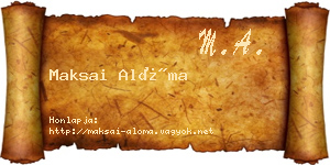 Maksai Alóma névjegykártya